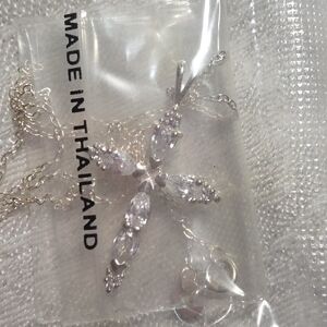 Elegant Sterling Silver Zircon Cross Necklace